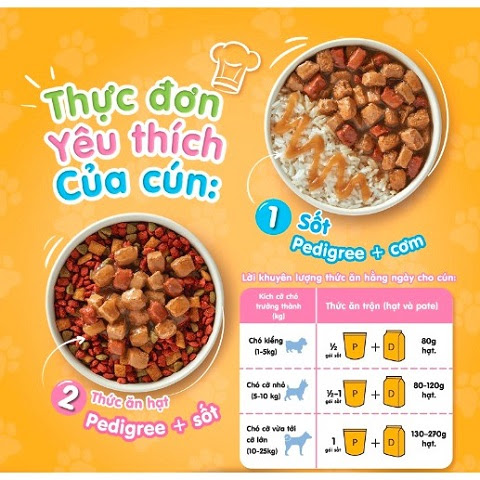 Thức ăn cho chó lớn dạng sốt Pedigree Vị bò hầm và rau củ túi 130g