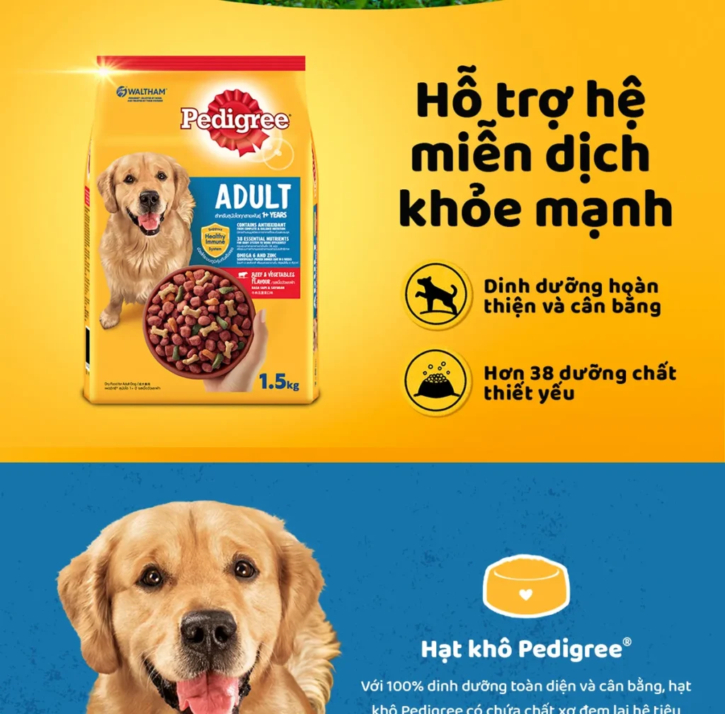 Tổng kết về Thức ăn cho chó lớn dạng hạt khô Pedigree Vị bò và rau củ