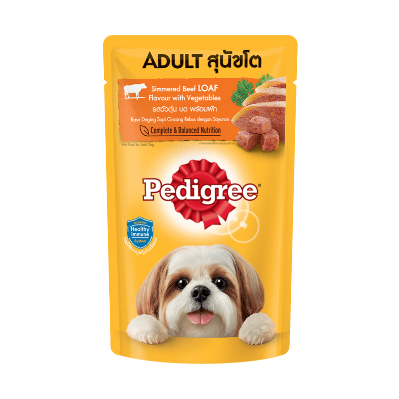 Thức ăn cho chó lớn dạng sốt Pedigree Vị bò hầm và rau củ túi 130g